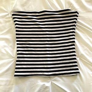 Black and White Striped Boob Tube